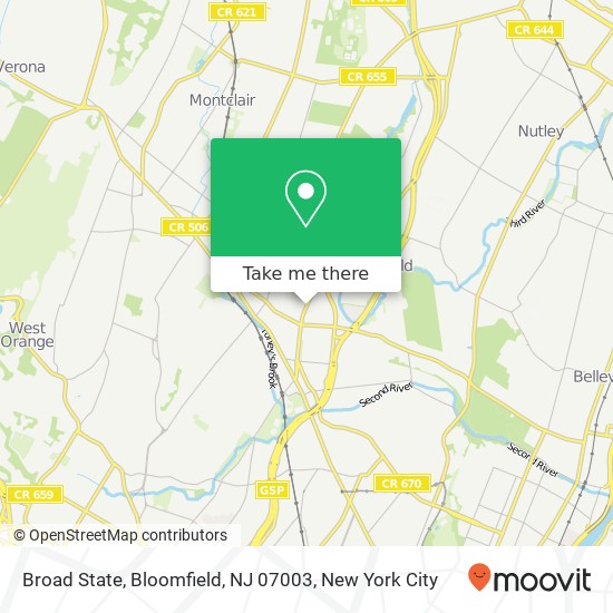 Broad State, Bloomfield, NJ 07003 map