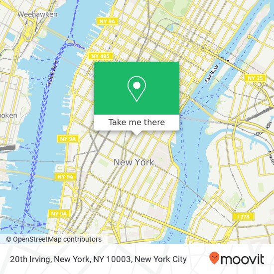 Mapa de 20th Irving, New York, NY 10003