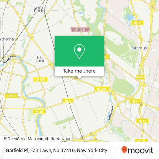 Garfield Pl, Fair Lawn, NJ 07410 map