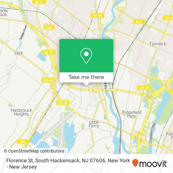 Mapa de Florence St, South Hackensack, NJ 07606