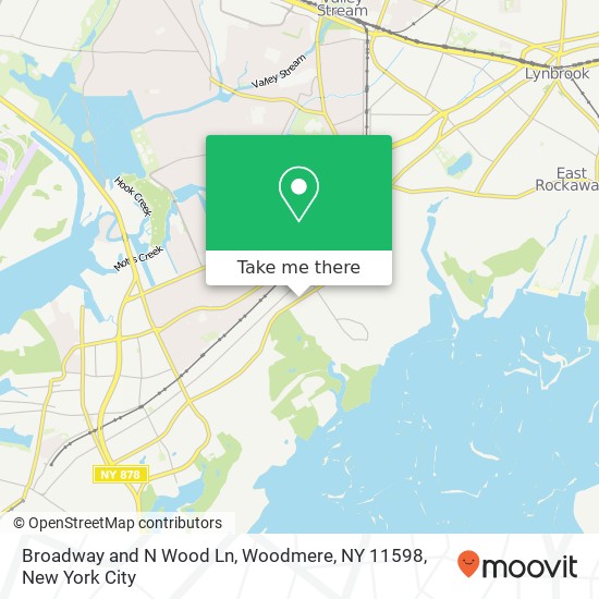 Mapa de Broadway and N Wood Ln, Woodmere, NY 11598