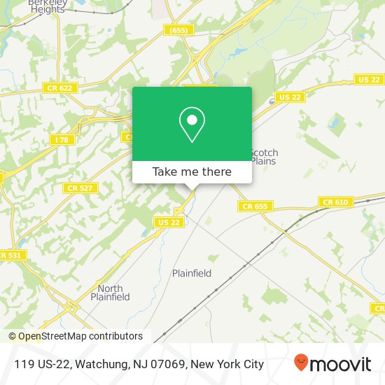 Mapa de 119 US-22, Watchung, NJ 07069