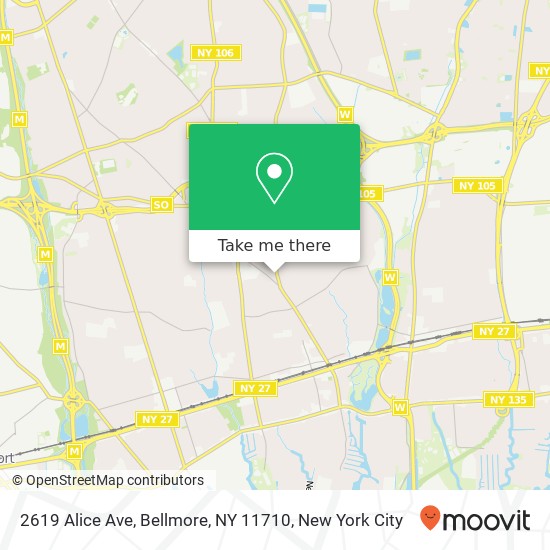 Mapa de 2619 Alice Ave, Bellmore, NY 11710