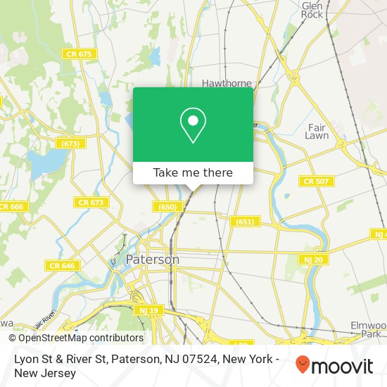 Mapa de Lyon St & River St, Paterson, NJ 07524