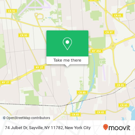 Mapa de 74 Julbet Dr, Sayville, NY 11782