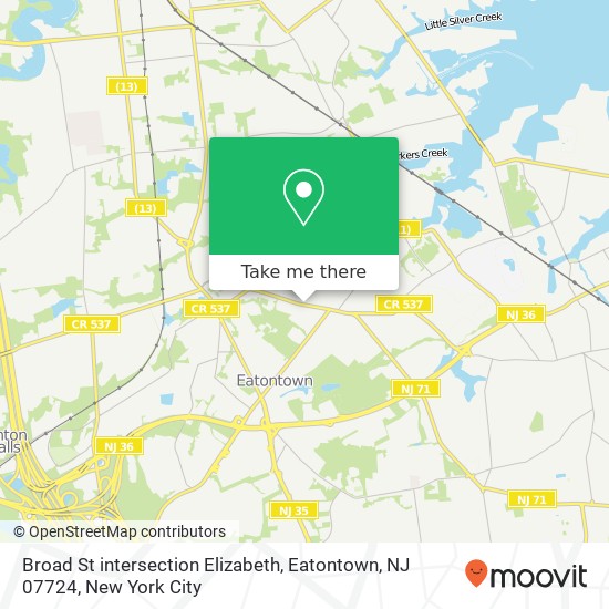Mapa de Broad St intersection Elizabeth, Eatontown, NJ 07724