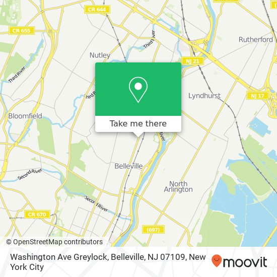 Mapa de Washington Ave Greylock, Belleville, NJ 07109