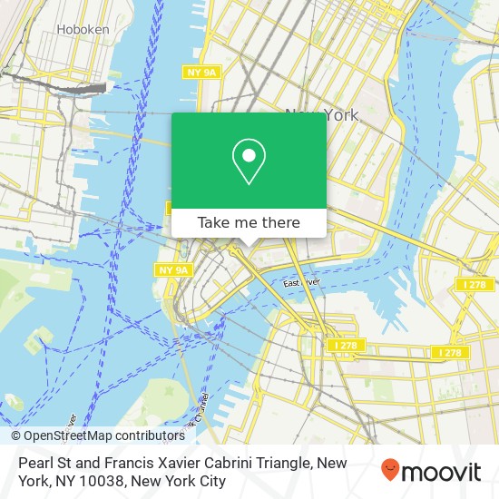 Pearl St and Francis Xavier Cabrini Triangle, New York, NY 10038 map
