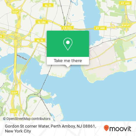 Mapa de Gordon St corner Water, Perth Amboy, NJ 08861