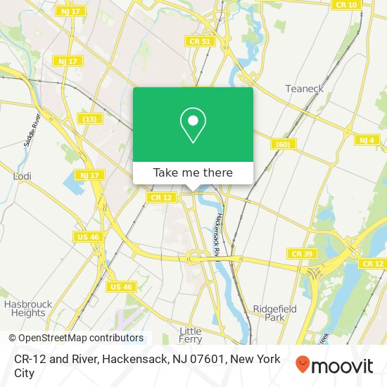 Mapa de CR-12 and River, Hackensack, NJ 07601
