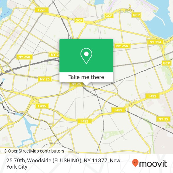 25 70th, Woodside (FLUSHING), NY 11377 map