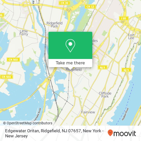 Mapa de Edgewater Oritan, Ridgefield, NJ 07657