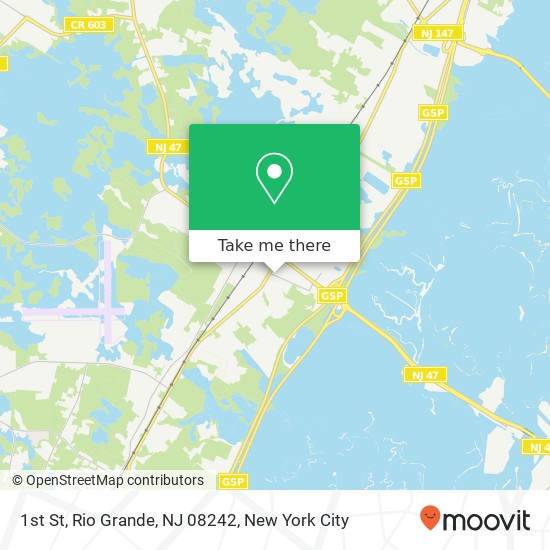 Mapa de 1st St, Rio Grande, NJ 08242
