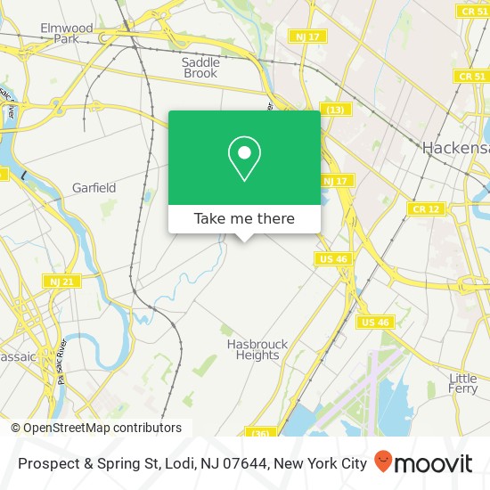 Mapa de Prospect & Spring St, Lodi, NJ 07644