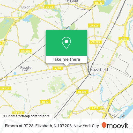 Mapa de Elmora at RT-28, Elizabeth, NJ 07208