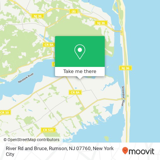 Mapa de River Rd and Bruce, Rumson, NJ 07760