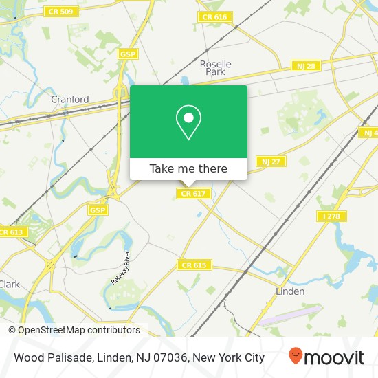 Mapa de Wood Palisade, Linden, NJ 07036