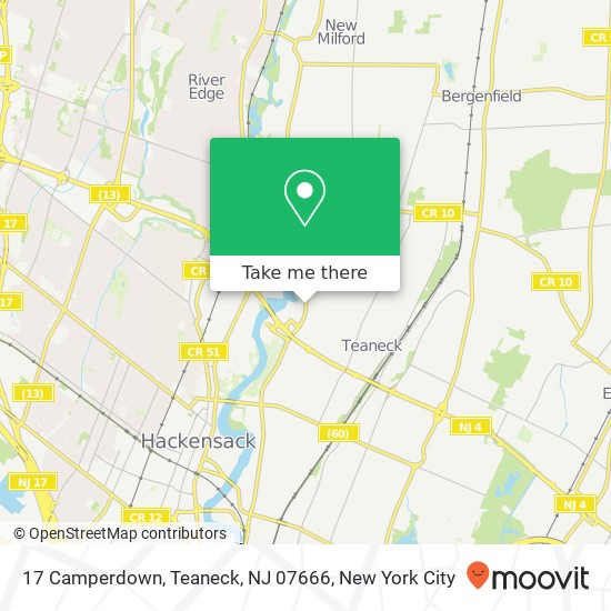Mapa de 17 Camperdown, Teaneck, NJ 07666