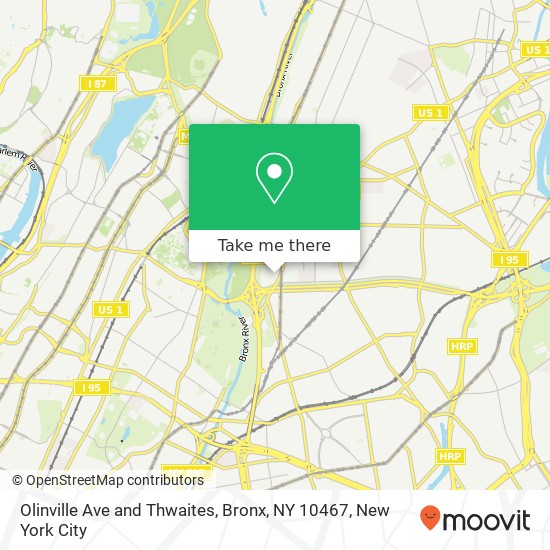Mapa de Olinville Ave and Thwaites, Bronx, NY 10467