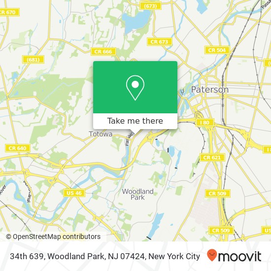 Mapa de 34th 639, Woodland Park, NJ 07424