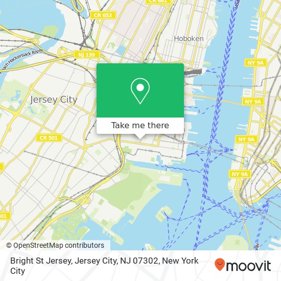 Mapa de Bright St Jersey, Jersey City, NJ 07302