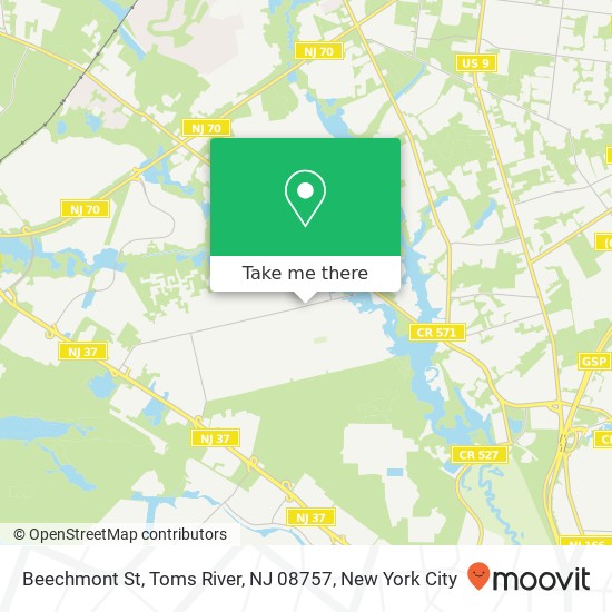 Mapa de Beechmont St, Toms River, NJ 08757