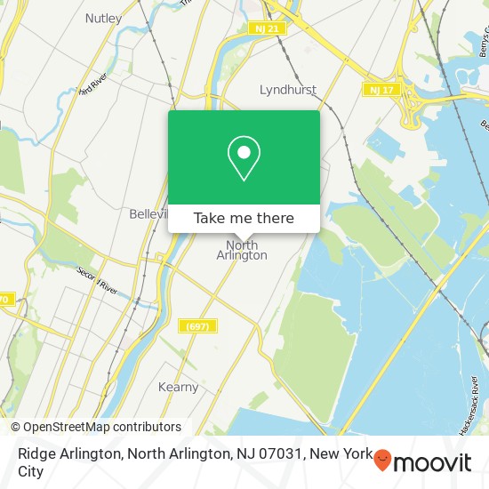 Mapa de Ridge Arlington, North Arlington, NJ 07031