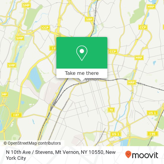 Mapa de N 10th Ave / Stevens, Mt Vernon, NY 10550