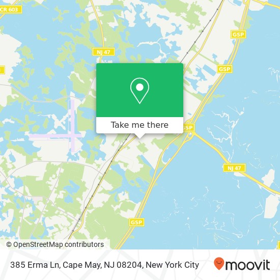 Mapa de 385 Erma Ln, Cape May, NJ 08204