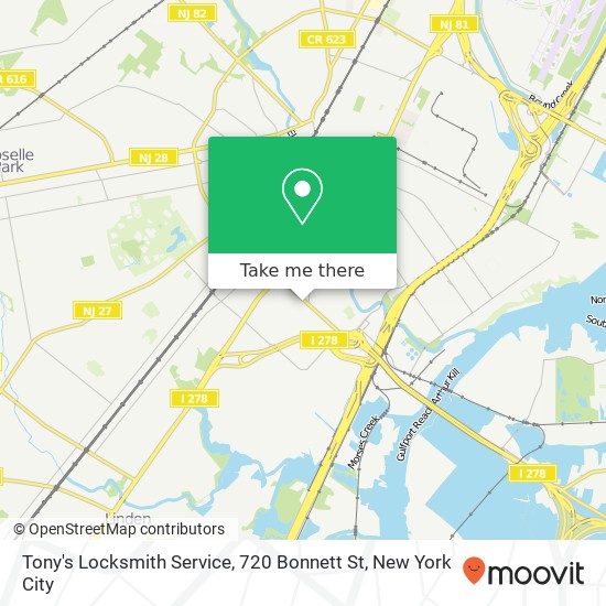 Tony's Locksmith Service, 720 Bonnett St map
