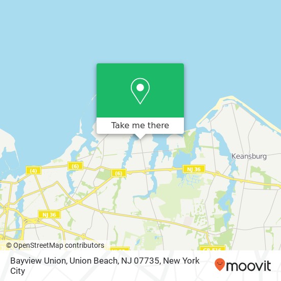 Mapa de Bayview Union, Union Beach, NJ 07735