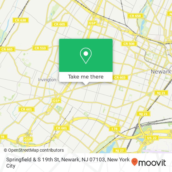 Springfield & S 19th St, Newark, NJ 07103 map