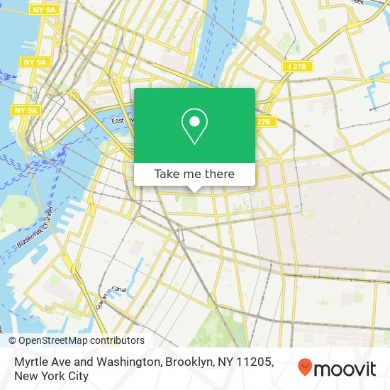 Myrtle Ave and Washington, Brooklyn, NY 11205 map