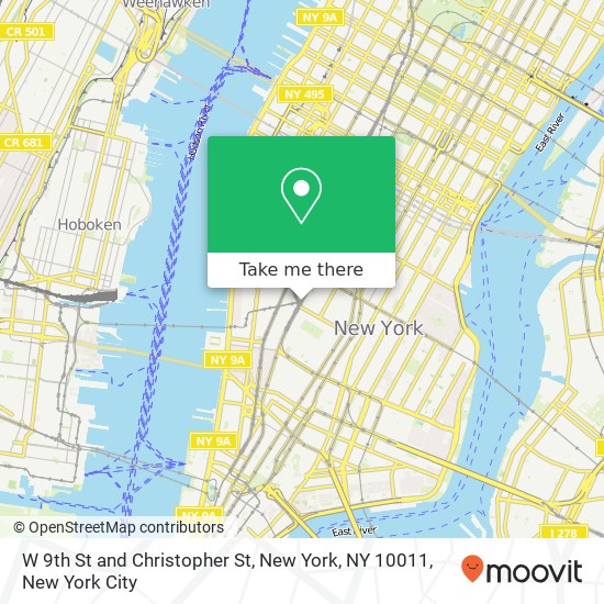 Mapa de W 9th St and Christopher St, New York, NY 10011