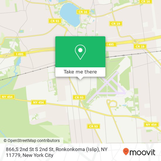 Mapa de 866,S 2nd St S 2nd St, Ronkonkoma (Islip), NY 11779