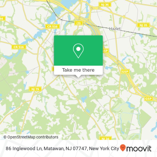 Mapa de 86 Inglewood Ln, Matawan, NJ 07747