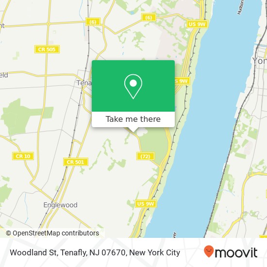 Mapa de Woodland St, Tenafly, NJ 07670