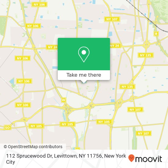 Mapa de 112 Sprucewood Dr, Levittown, NY 11756