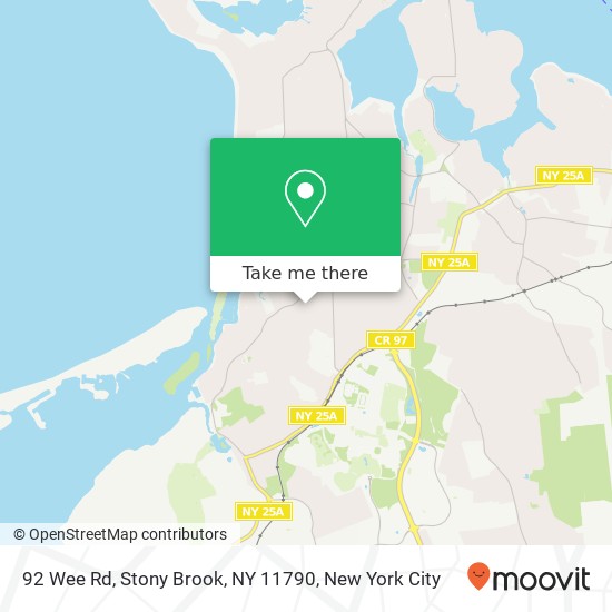 Mapa de 92 Wee Rd, Stony Brook, NY 11790