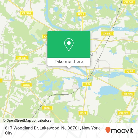 Mapa de 817 Woodland Dr, Lakewood, NJ 08701