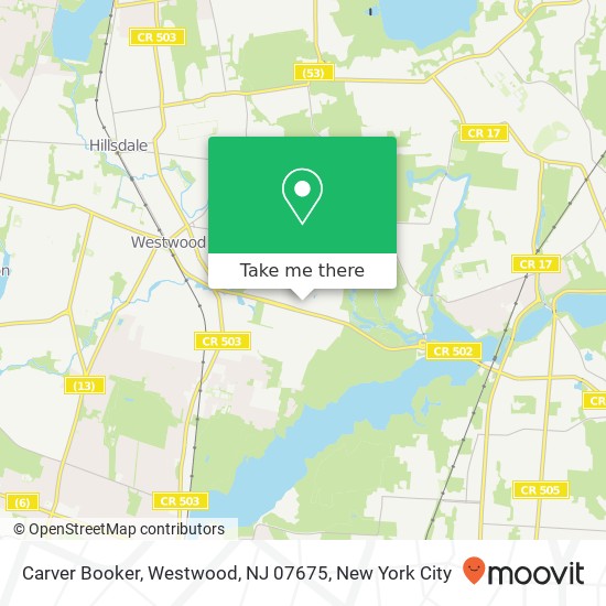 Mapa de Carver Booker, Westwood, NJ 07675