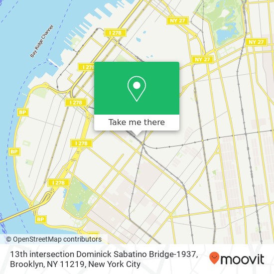 Mapa de 13th intersection Dominick Sabatino Bridge-1937, Brooklyn, NY 11219