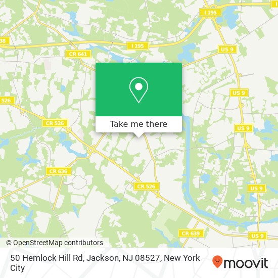 Mapa de 50 Hemlock Hill Rd, Jackson, NJ 08527