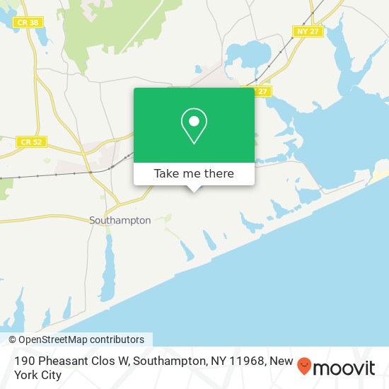 Mapa de 190 Pheasant Clos W, Southampton, NY 11968