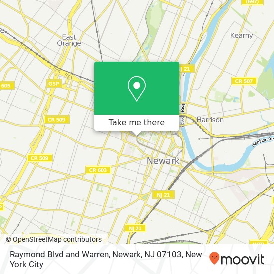 Mapa de Raymond Blvd and Warren, Newark, NJ 07103
