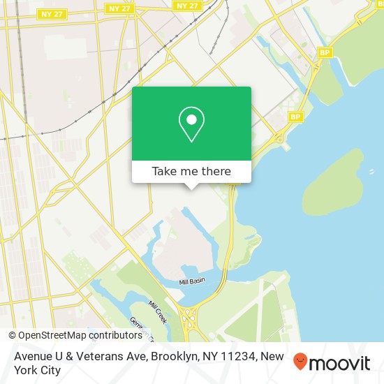 Mapa de Avenue U & Veterans Ave, Brooklyn, NY 11234