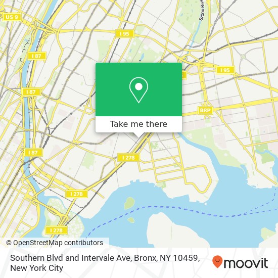 Mapa de Southern Blvd and Intervale Ave, Bronx, NY 10459