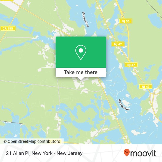 Mapa de 21 Allan Pl, Millville, NJ 08332