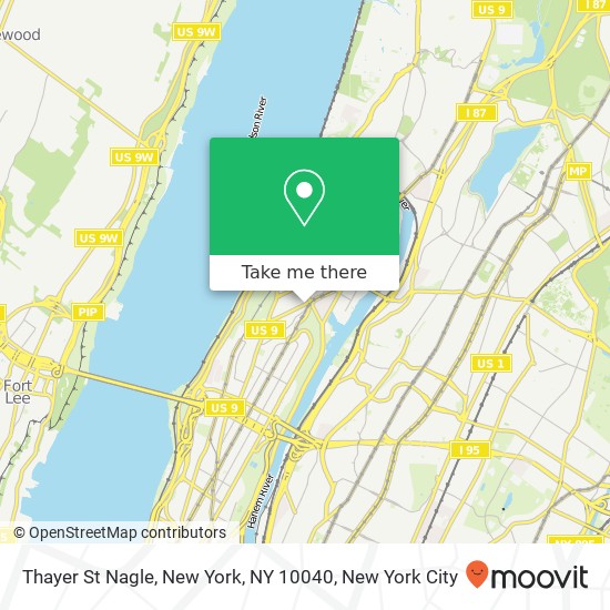 Mapa de Thayer St Nagle, New York, NY 10040