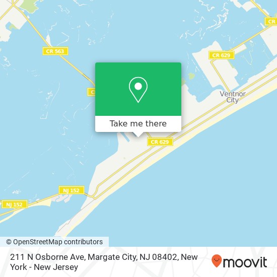 Mapa de 211 N Osborne Ave, Margate City, NJ 08402